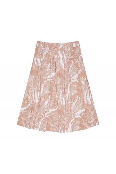 Marisse Patterned Skirt With Pockets L-Sc-3708 Toffee