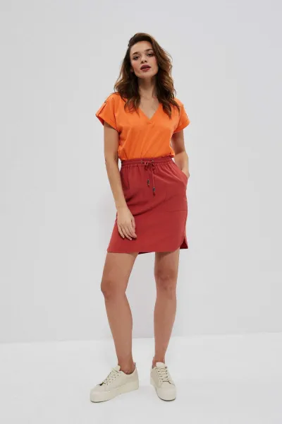 Marisse Cotton V-Neck Blouse L-Ts-3742 Melon