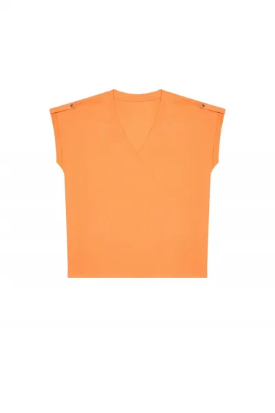 Marisse Cotton V-Neck Blouse L-Ts-3742 Melon