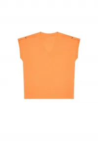 Marisse Cotton V-Neck Blouse L-Ts-3742 Melon