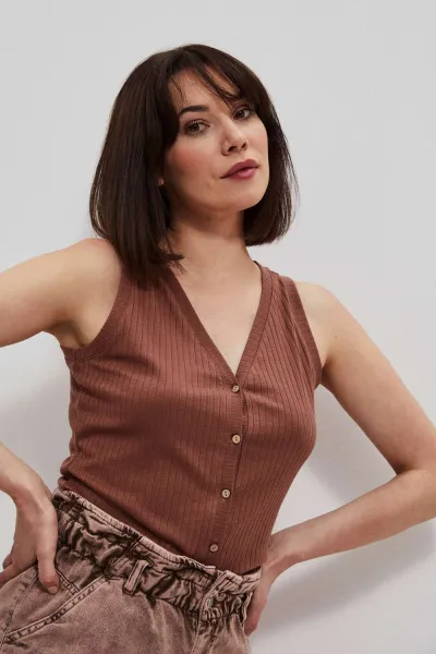 Marisse Chocolate Ribbed Top