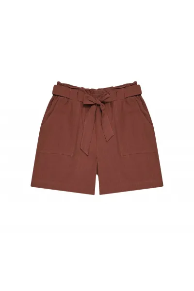Marisse Plain Cotton Shorts L-Sh-3727 Cold Brown