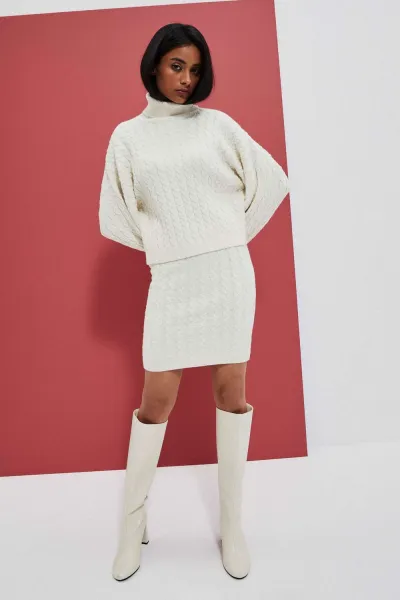Svetrové šaty Marisse Off White