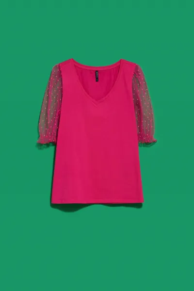 Marisse Short Blouse L-Ts-4000 Pink/Blue