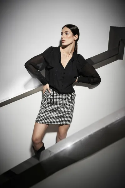 Houndstooth mini sukňa