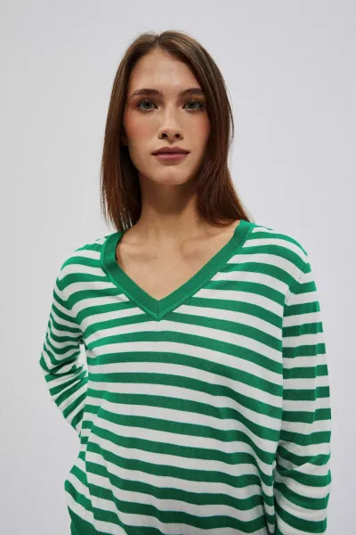 WOMEN'S SWEATER L-SW-4004 OFF WHITE_GREEN
