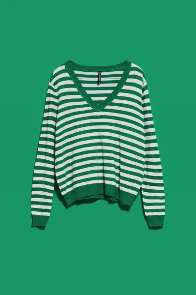WOMEN'S SWEATER L-SW-4004 OFF WHITE_GREEN
