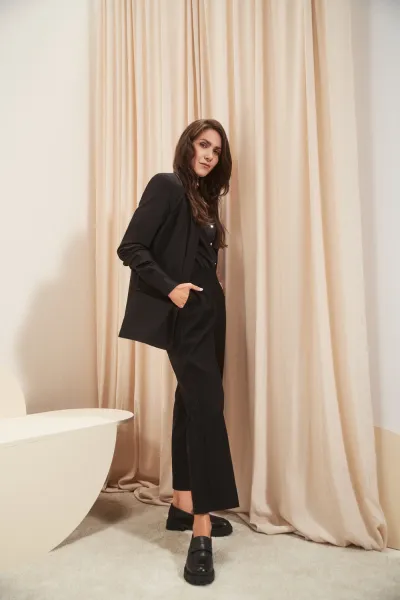 Marisse Plain Wide-Leg Trousers