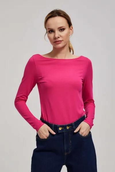 Marisse Fitted Long-Sleeved Fuchsia Blouse