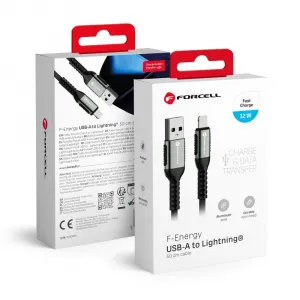 Forcell F-Energy kábel USB A - Lightning, 2,4A, 12W, 0,5 m, čierny