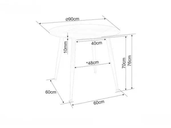 Okrúhly jedálenský stôl RION 90 cm s keramickou doskou, biely mramor
