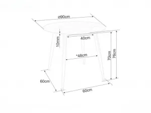 Okrúhly jedálenský stôl RION 90 cm s keramickou doskou, biely mramor
