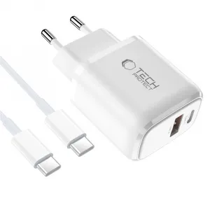 Tech-Protect NCA20 sieťová nabíjačka 20W PD QC + kábel USB-C, biela