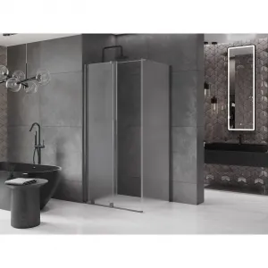 MEXEN/S - Velár sprchovací kút, posuvné dvere 110 x 85, dekor, grafit kartáčovaná 871-110-085-31-66
