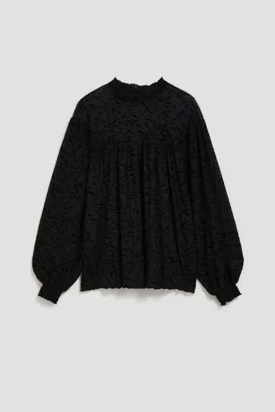 Marisse Black Puff Sleeve Shirt