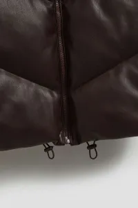 Marisse Brown Quilted Hooded Vest