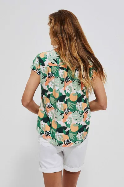 Marisse Shirt With A Plant Print L-Ko-3744 L.Peach