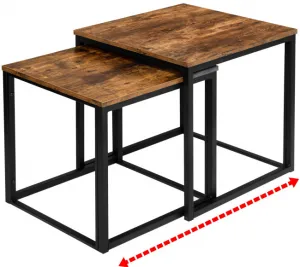 Sada 2 konferenčných stolíkov PRAVEN Rustic dub