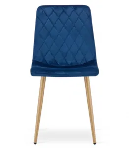Jedálenská stolička TURIN zamatová tmavomodrá (naturálne nohy)