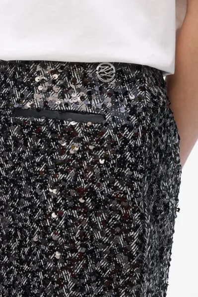 Sukňa Karl Lagerfeld Embellished Tweed Skirt Herringbone Sequins