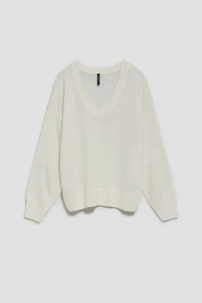 Openwork sweater with V-neck