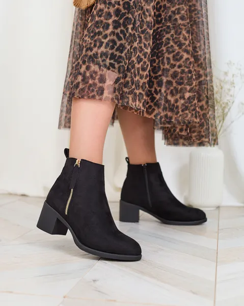 Resti Black eco suede women's low stiletto boots Rejerry