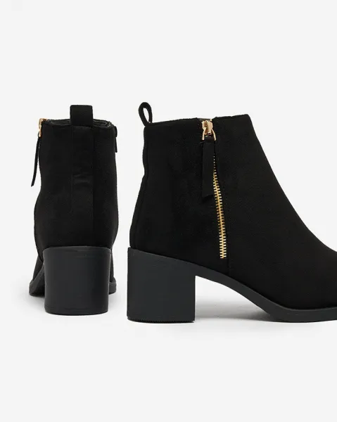 Resti Black eco suede women's low stiletto boots Rejerry