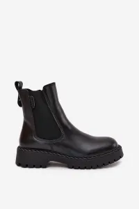 BIG STAR SHOES Kožené Dámske Čižmy S Izoláciou Na Zips Big Star