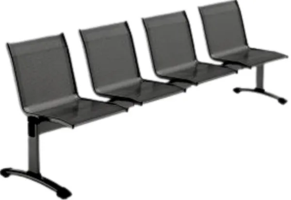 Lavica, multisedák OMP Star, RAL9005 čierna - 4 miestna
