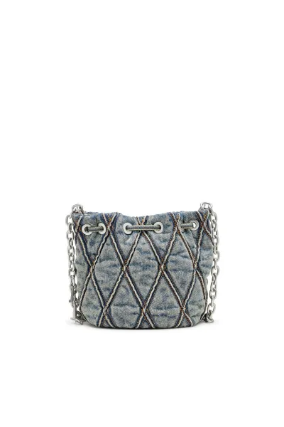 Kabelka Diesel Charm-D Bucket S Shoulder Bag Blue Dirty Wash