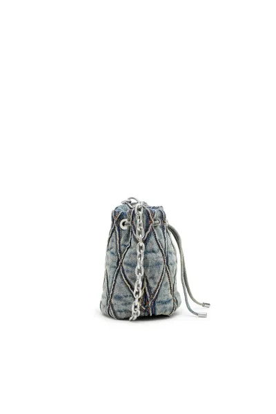 Kabelka Diesel Charm-D Bucket S Shoulder Bag Blue Dirty Wash