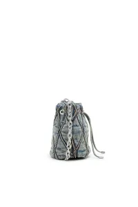 Kabelka Diesel Charm-D Bucket S Shoulder Bag Blue Dirty Wash