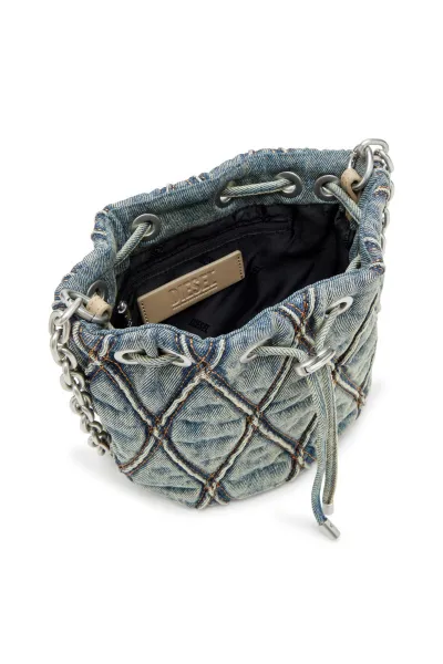 Kabelka Diesel Charm-D Bucket S Shoulder Bag Blue Dirty Wash