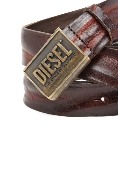 Opasok Diesel Diesel Logo B-Metal Biscotto Belt Brown