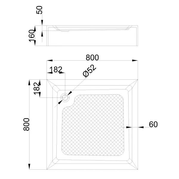 INVENA - Sprchová vanička štvorec 80 x 80, 16, bez sifónu AK-80-K83-P