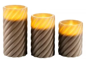 Weltbild LED voskové svíčky Twist, hnědé, sada 3 ks