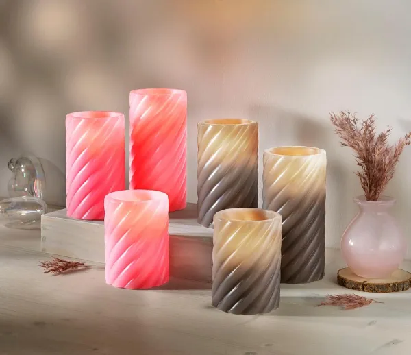 Weltbild LED voskové svíčky Twist, hnědé, sada 3 ks
