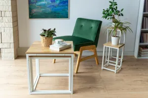 Sada 2 konferenčných stolíkov PRAVEN Craft biely
