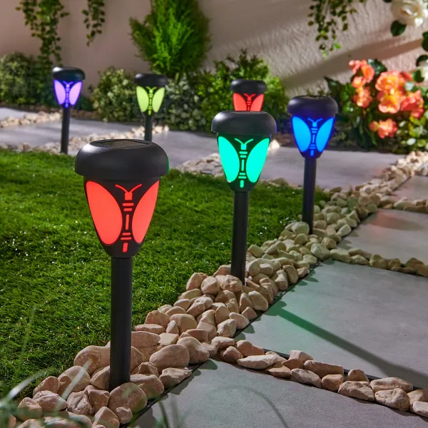 6 solárnych lampášov Motýľ