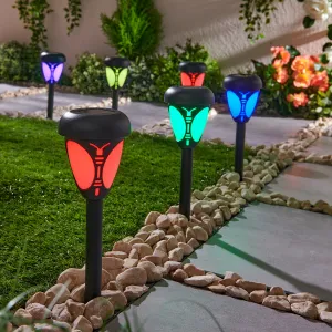 6 solárnych lampášov Motýľ