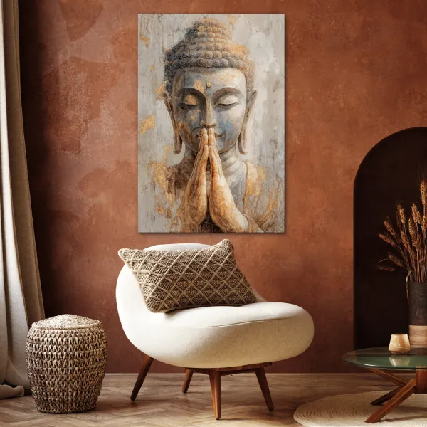 Drevený obraz - Buddha