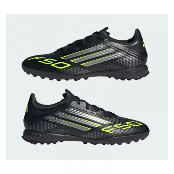 Pánske futbalové kopačky turfy ADIDAS F50 League M TF core black iron metallic lucid lemon