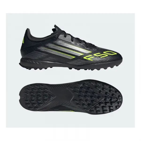 Pánske futbalové kopačky turfy ADIDAS F50 League M TF core black iron metallic lucid lemon