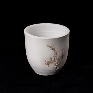 Gilde Keramický květináč s otiskem větvičky, 22 cm
