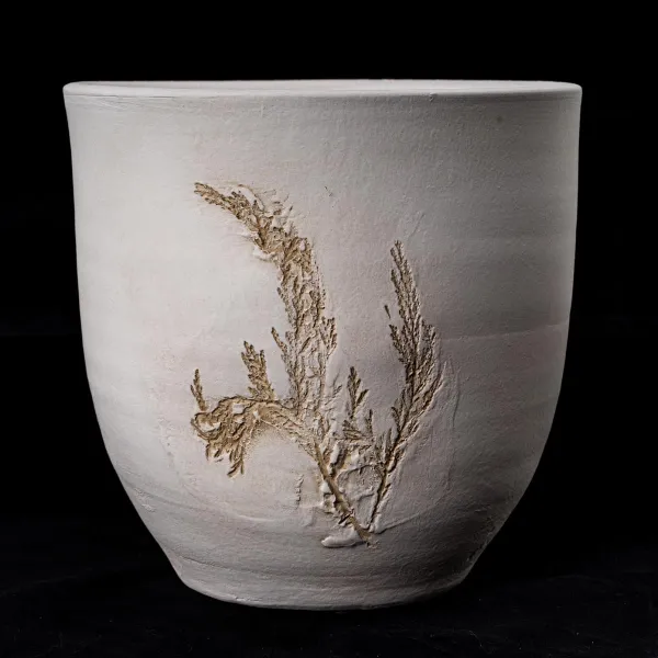 Gilde Keramický květináč s otiskem větvičky, 22 cm