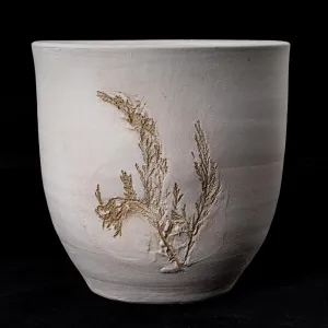 Gilde Keramický květináč s otiskem větvičky, 22 cm