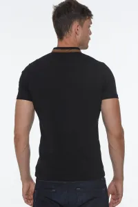 T8571 DEWBERRY ZIPPER MEN'S T-SHIRT-BLACK