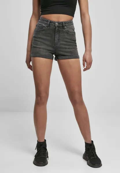Women's 5-pocket shorts, black stones, washed