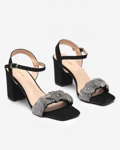 Resti Black women's sandals on a post with cubic zirconias Trieste - Footwear