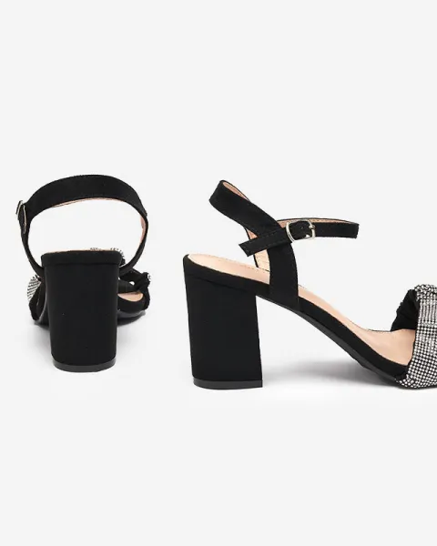Resti Black women's sandals on a post with cubic zirconias Trieste - Footwear